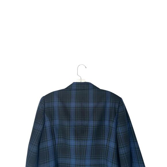Chadwicks Blue Plaid Preppy Dark Academia Office Career Work Blazer Size 12 - Picture 8 of 12